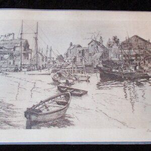 Vintage Lionel Barrymore Plastic Coated Lithograph "San Pedro" 17.25 x 11.75